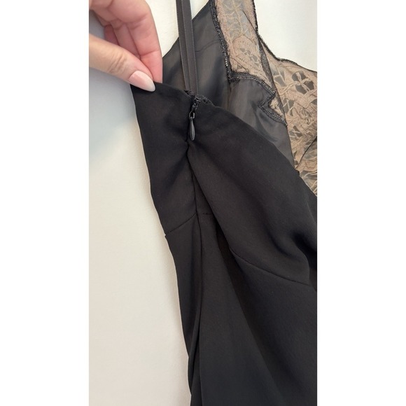 Nicole Miller Size 8 Halter Dress Crochet Black Chiffon Midi Romantic Victorian - Picture 5 of 12